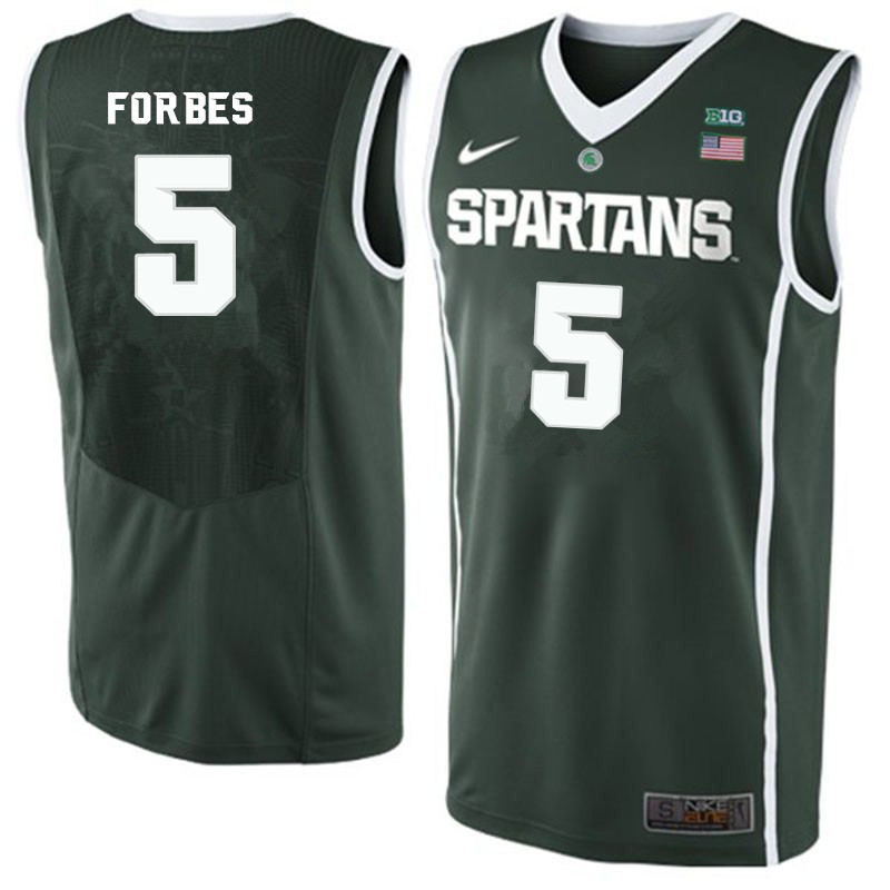 Men #5 Bryn Forbes Michigan State Spartans College Basketball Jerseys-Green